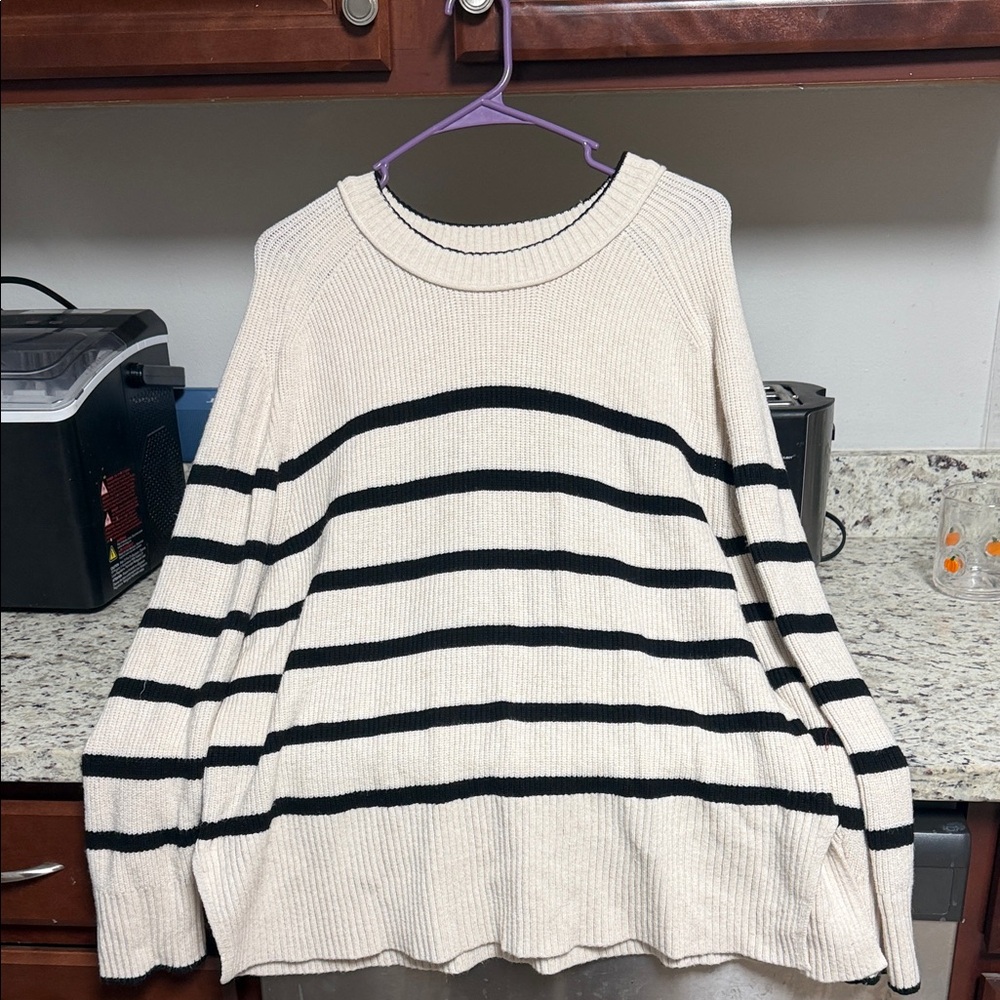 A New Day Cream and Black Knit Top